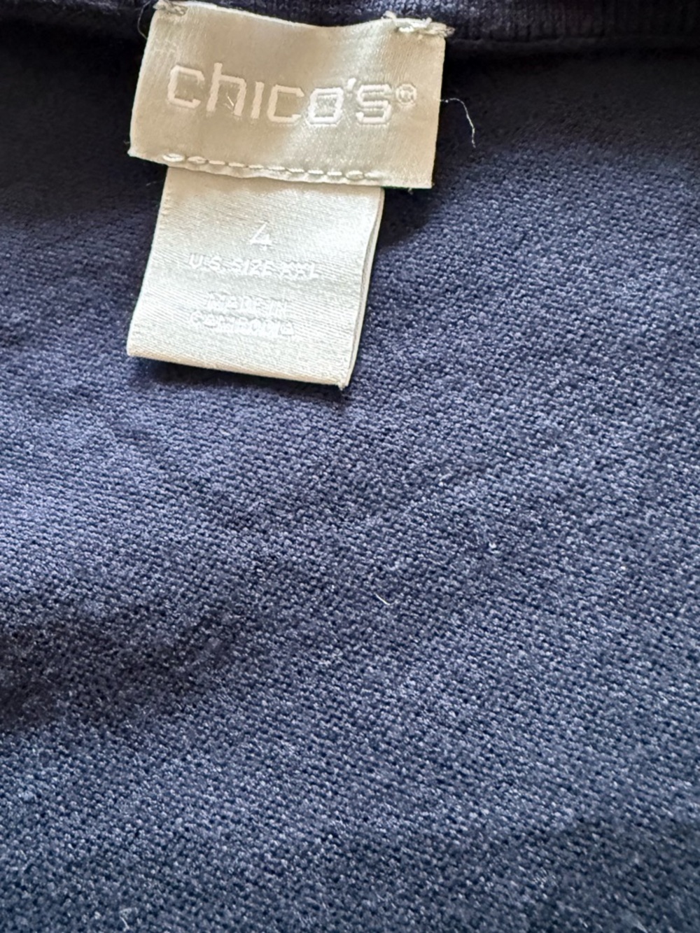 Chicos Navy Long Sleeve Top - Picture 3 of 7